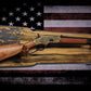 Walker Wood Gifts Gun Display Rustic Faux Live Edge Lever Action Rifle Display | Knotty Pine Gun Rack | American Eagle Flag | Handmade Wall Mount