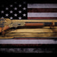 Walker Wood Gifts Gun Display Rustic Faux Live Edge Lever Action Rifle Display | Knotty Pine Gun Rack | American Eagle Flag | Handmade Wall Mount
