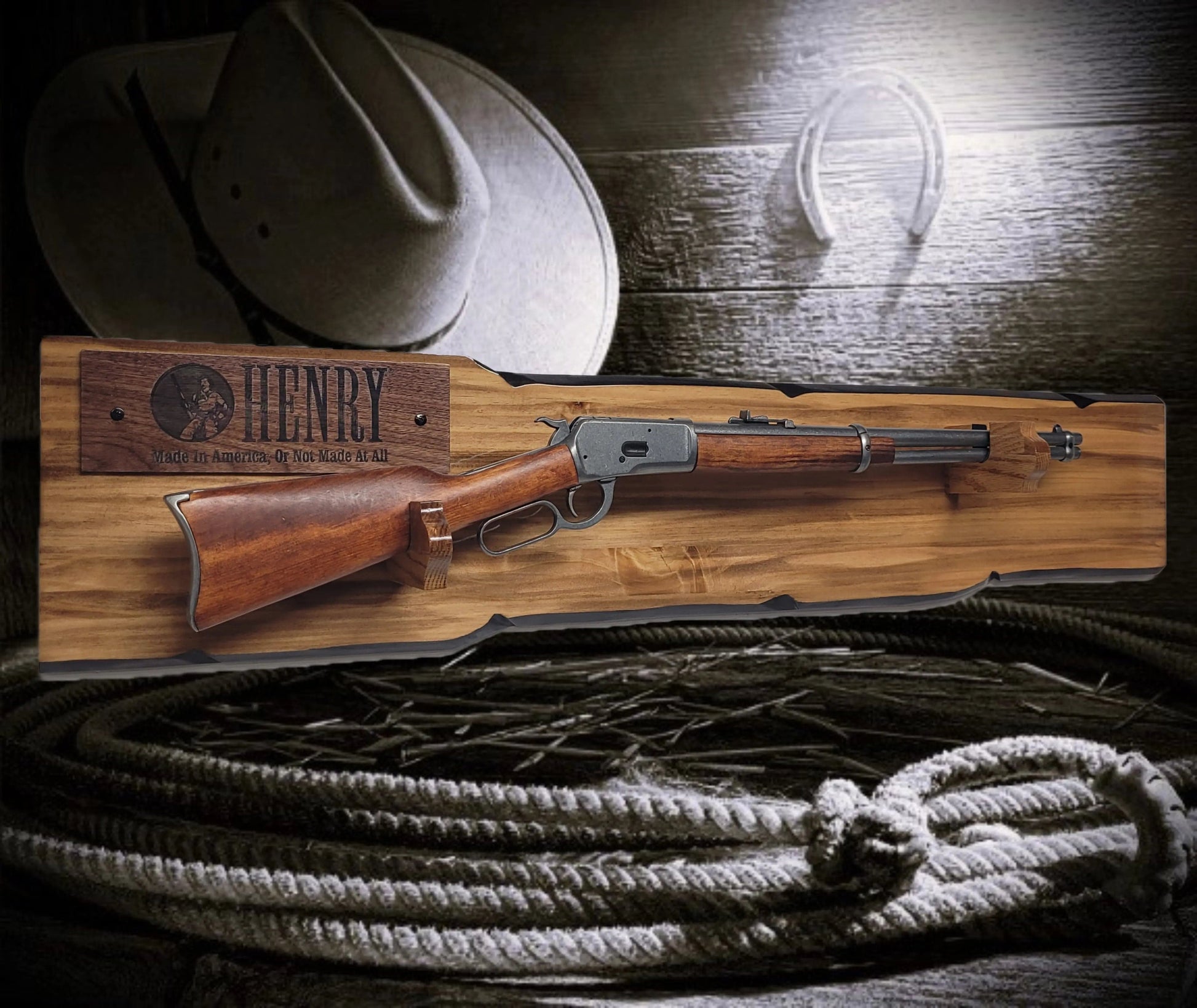 Walker Wood Gifts Gun Display Rustic Lever Action Henry Faux Live Edge Knotty Pine Gun Display Collector Gift