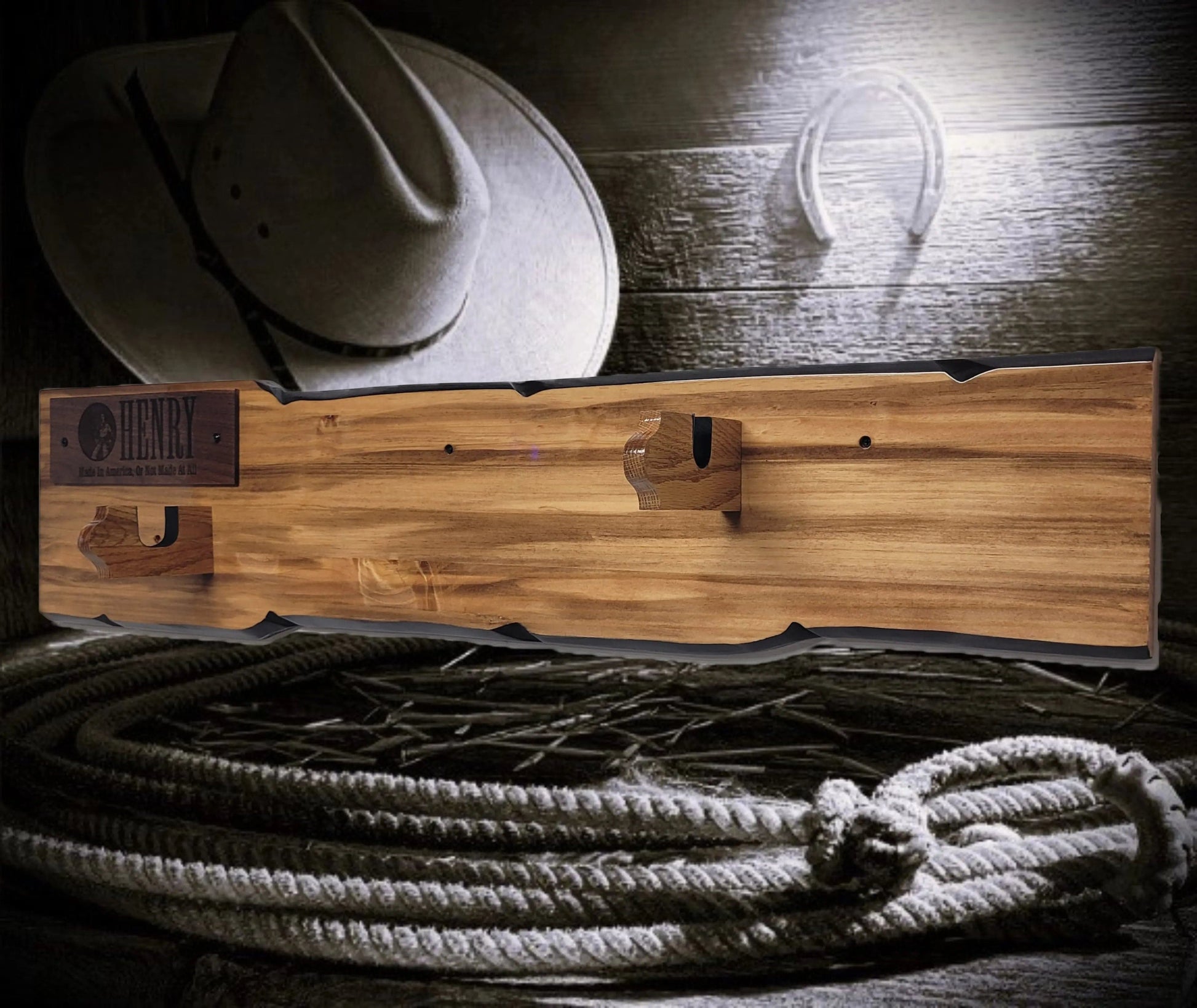 Walker Wood Gifts Gun Display Rustic Lever Action Henry Faux Live Edge Knotty Pine Gun Display Collector Gift