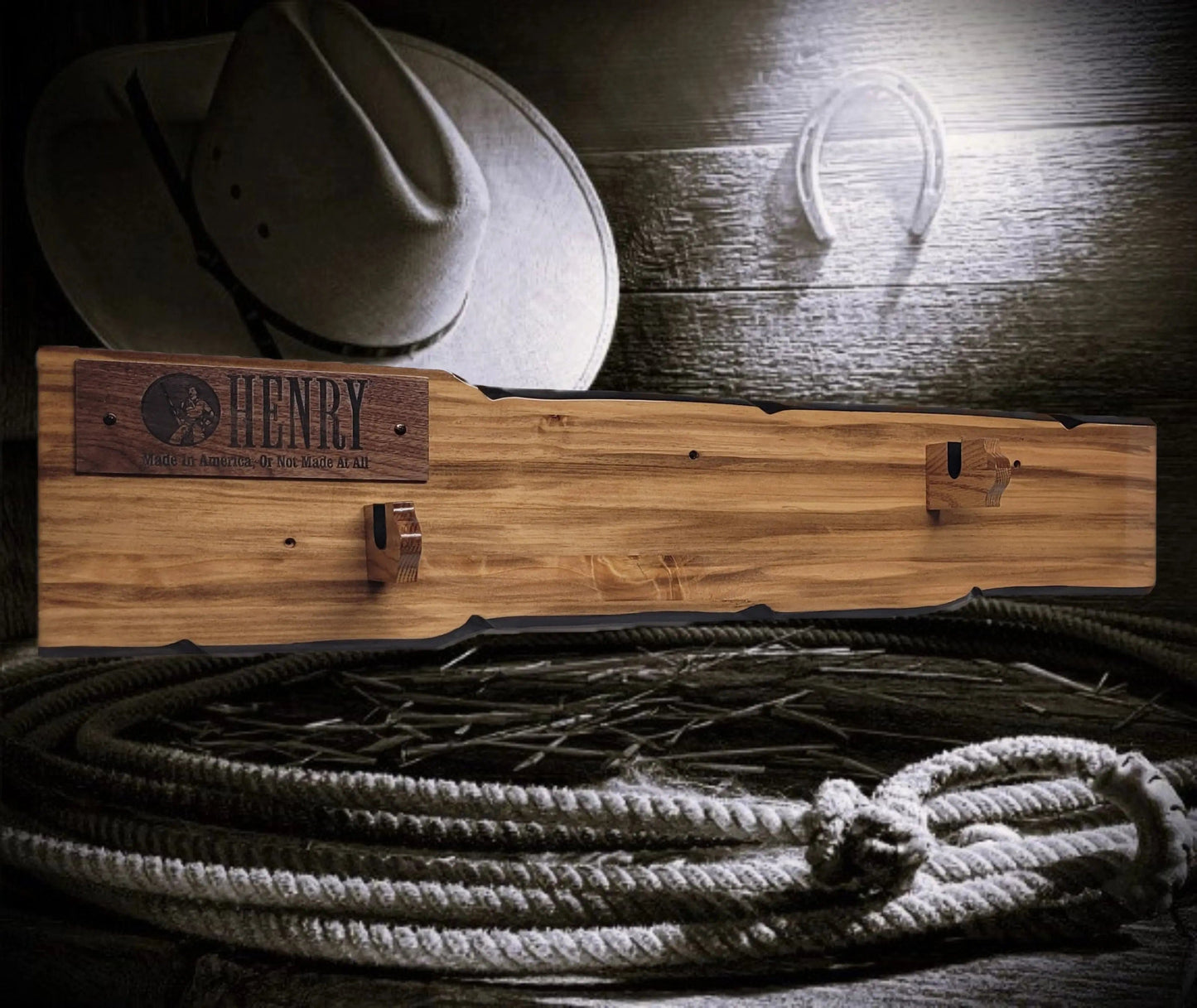 Walker Wood Gifts Gun Display Rustic Lever Action Henry Faux Live Edge Knotty Pine Gun Display Collector Gift