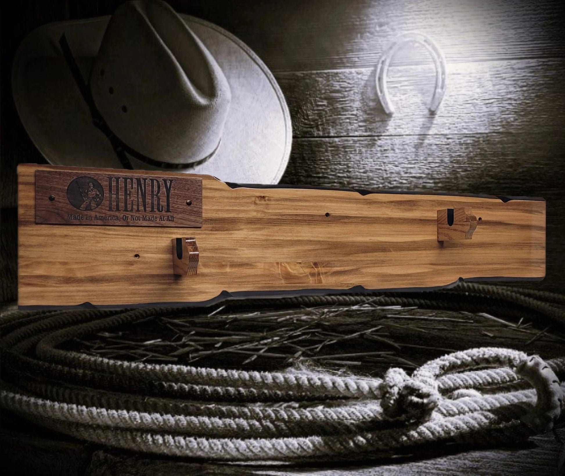 Walker Wood Gifts Gun Display Rustic Lever Action Henry Faux Live Edge Knotty Pine Gun Display Collector Gift