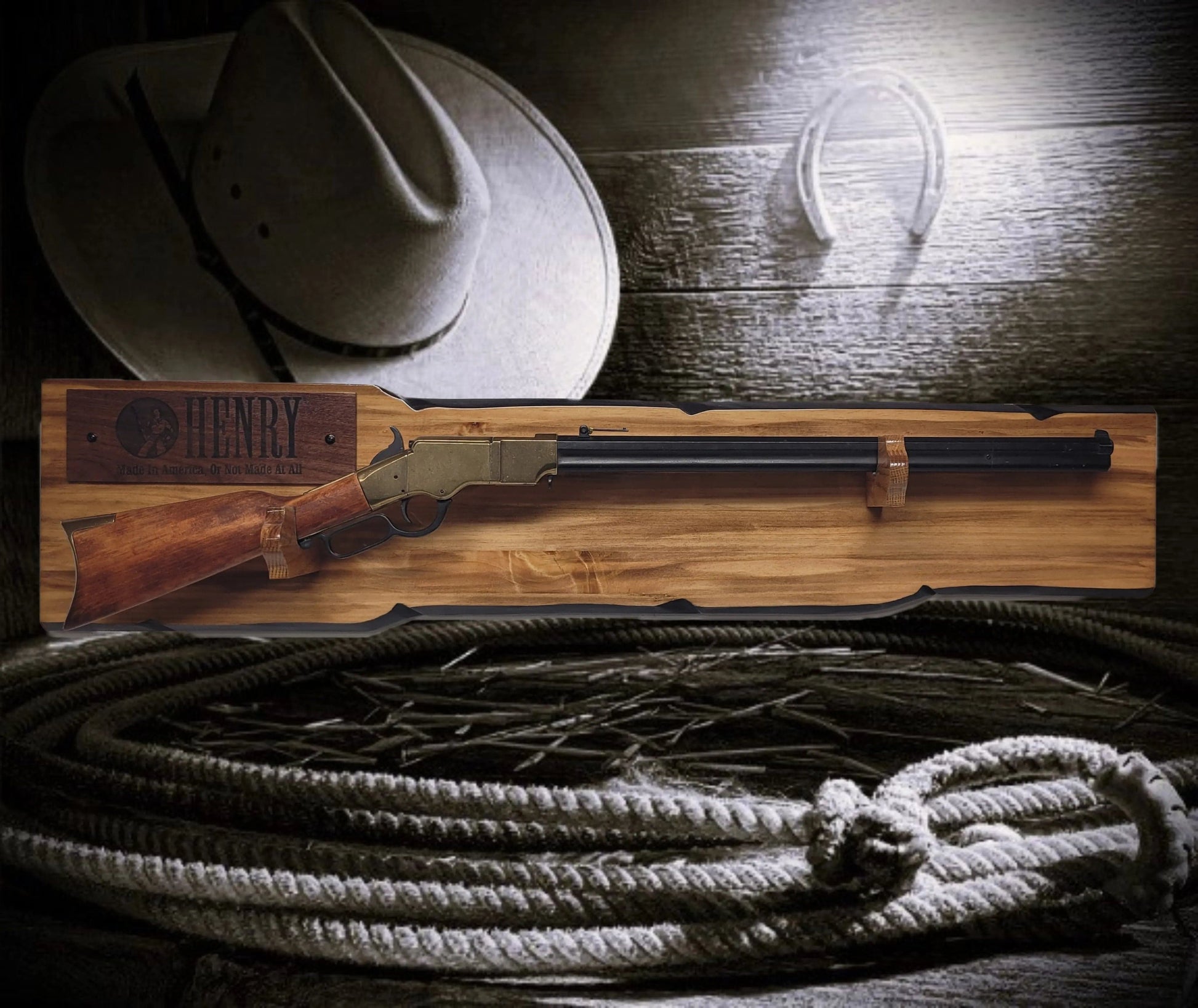 Walker Wood Gifts Gun Display Rustic Lever Action Henry Faux Live Edge Knotty Pine Gun Display Collector Gift