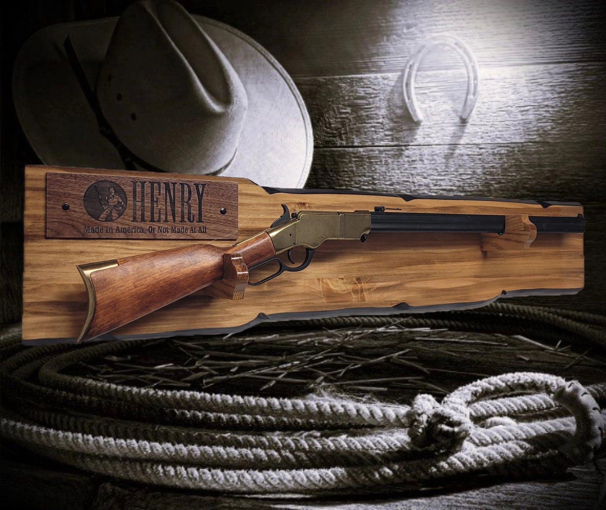 Walker Wood Gifts Gun Display Rustic Lever Action Henry Faux Live Edge Knotty Pine Gun Display Collector Gift