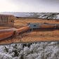 Walker Wood Gifts Gun Display Rustic Lever Action Henry Rifle Display Cabin Oak with Lock Collectors Gift