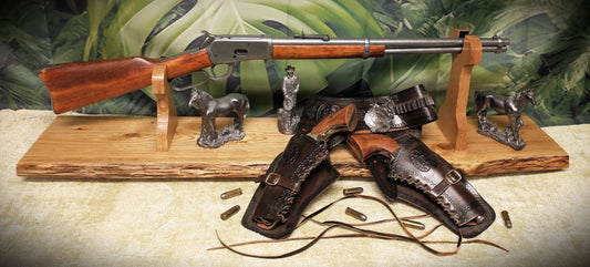 Walker Wood Gifts Gun Display Rustic Lever Action Oak Rifle Display Stand Western Cowboy Decor Gift