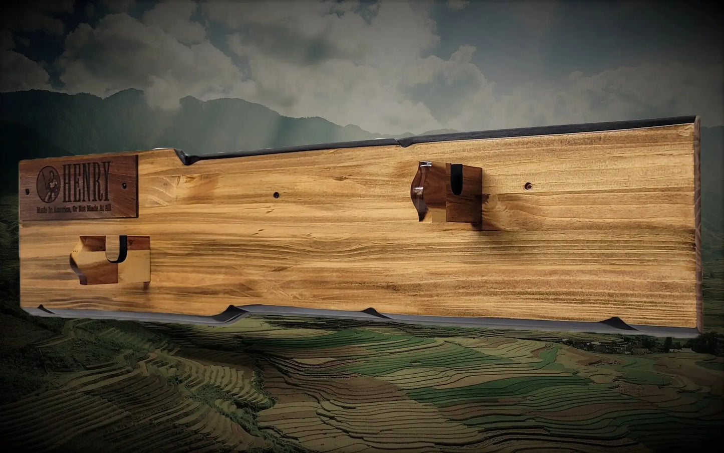 Walker Wood Gifts Gun Display Rustic Lever Action Rifle Display | Handcrafted Rustic Faux Live Edge Knotty Pine Gun Rack Wall Mount Henry Decor Gift