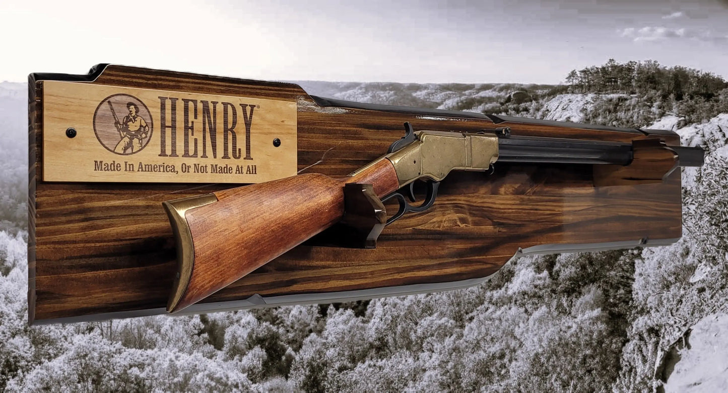 Walker Wood Gifts Gun Display Rustic Lever Action Rifle Display | Handcrafted Rustic Faux Live Edge Knotty Pine Gun Rack Wall Mount Henry Winchester Decor Gift