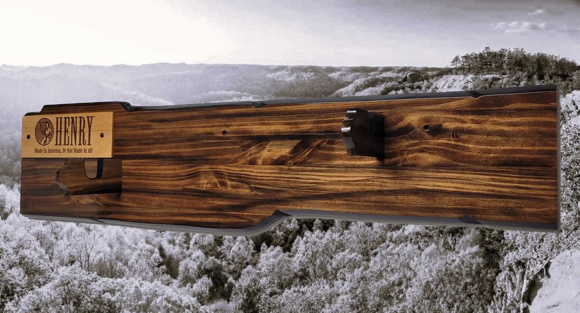 Walker Wood Gifts Gun Display Rustic Lever Action Rifle Display | Handcrafted Rustic Faux Live Edge Knotty Pine Gun Rack Wall Mount Henry Winchester Decor Gift