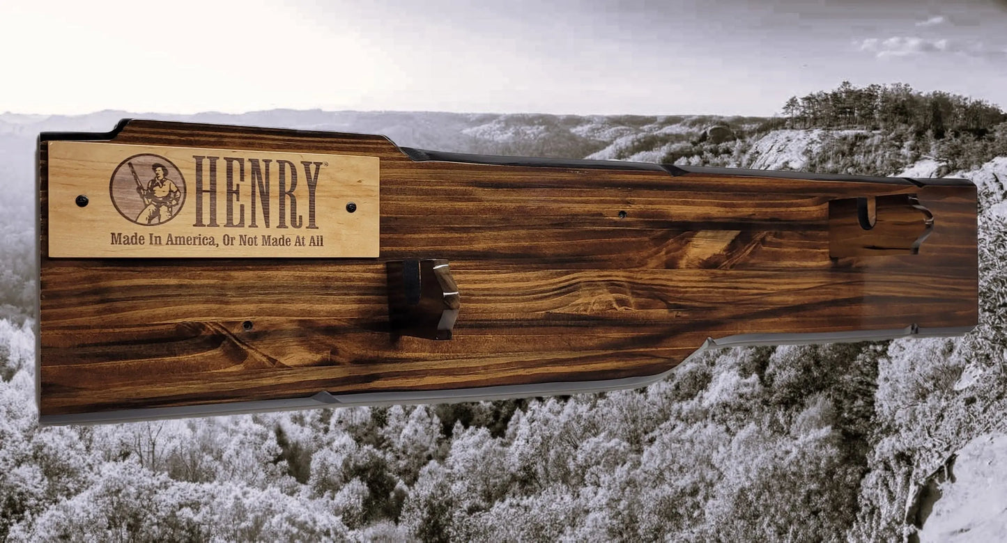 Walker Wood Gifts Gun Display Rustic Lever Action Rifle Display | Handcrafted Rustic Faux Live Edge Knotty Pine Gun Rack Wall Mount Henry Winchester Decor Gift