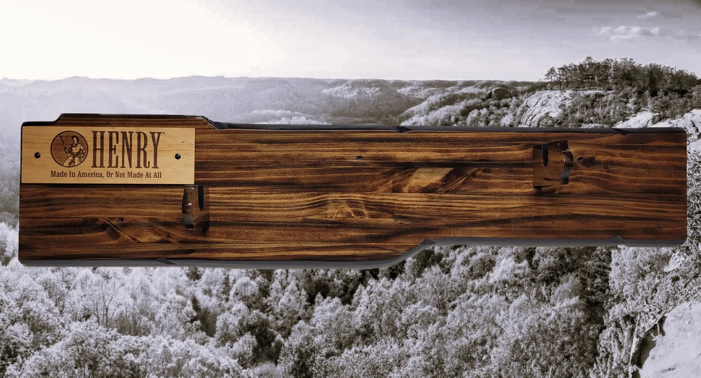 Walker Wood Gifts Gun Display Rustic Lever Action Rifle Display | Handcrafted Rustic Faux Live Edge Knotty Pine Gun Rack Wall Mount Henry Winchester Decor Gift
