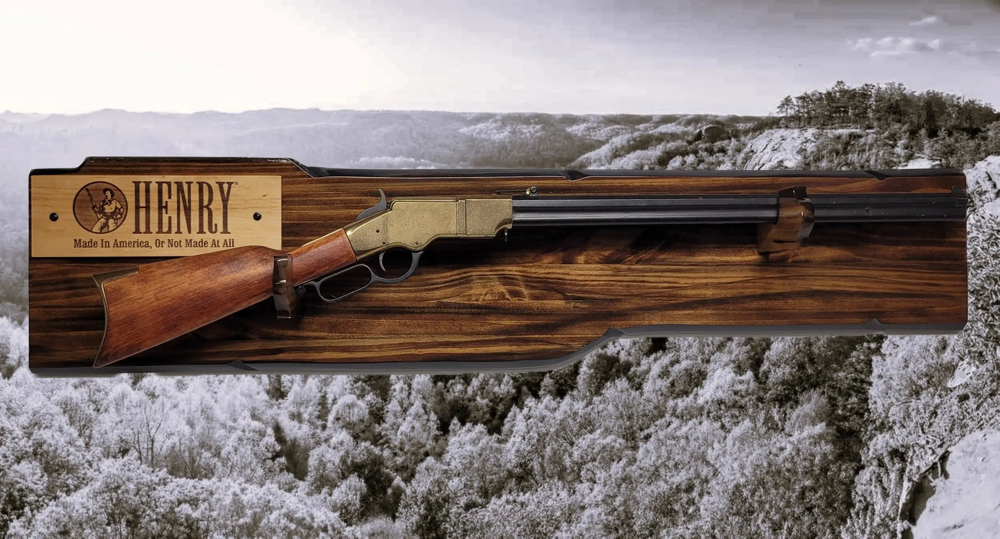 Walker Wood Gifts Gun Display Rustic Lever Action Rifle Display | Handcrafted Rustic Faux Live Edge Knotty Pine Gun Rack Wall Mount Henry Winchester Decor Gift