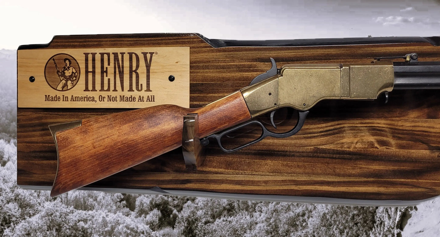 Walker Wood Gifts Gun Display Rustic Lever Action Rifle Display | Handcrafted Rustic Faux Live Edge Knotty Pine Gun Rack Wall Mount Henry Winchester Decor Gift