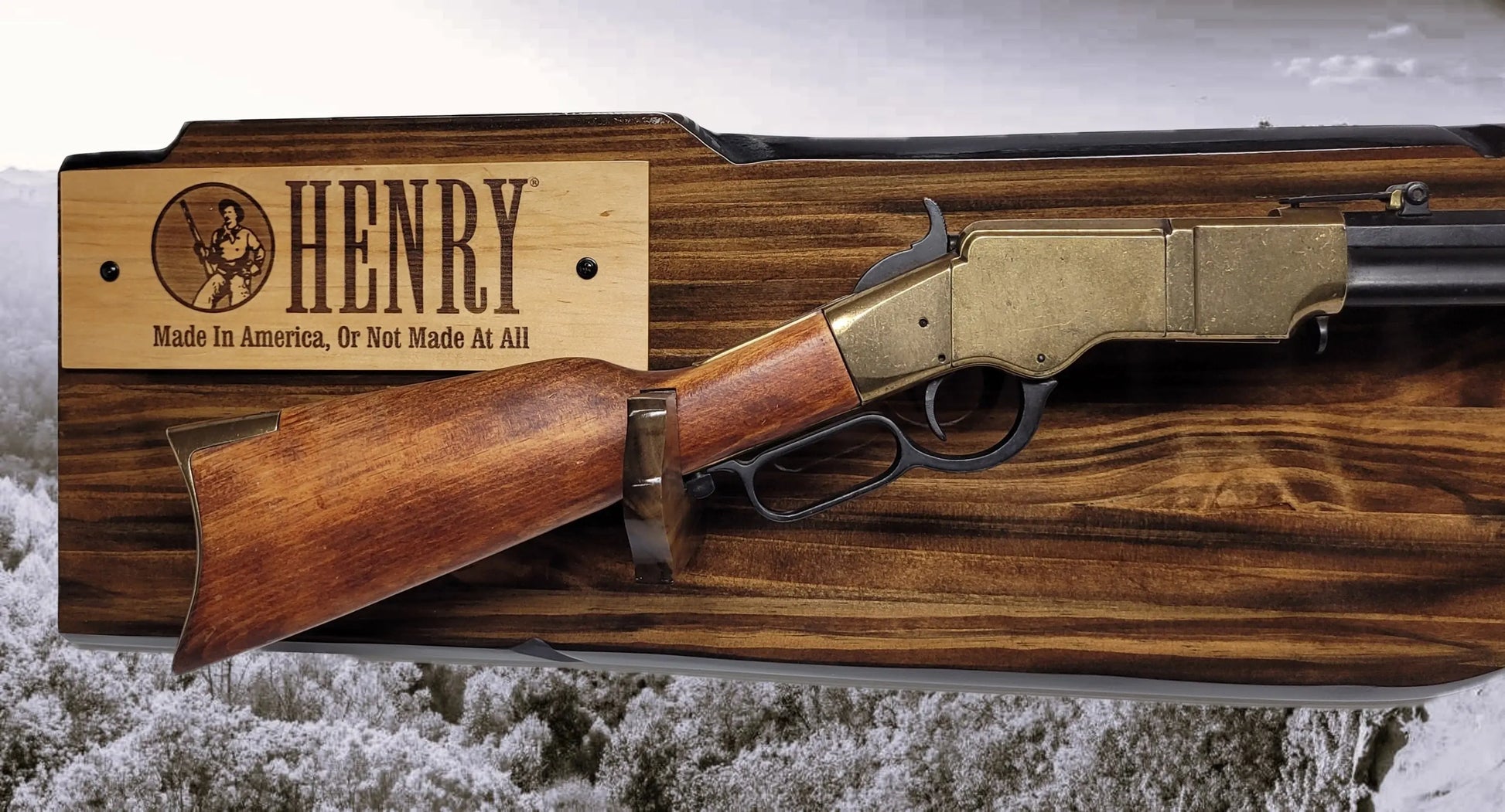 Walker Wood Gifts Gun Display Rustic Lever Action Rifle Display | Handcrafted Rustic Faux Live Edge Knotty Pine Gun Rack Wall Mount Henry Winchester Decor Gift