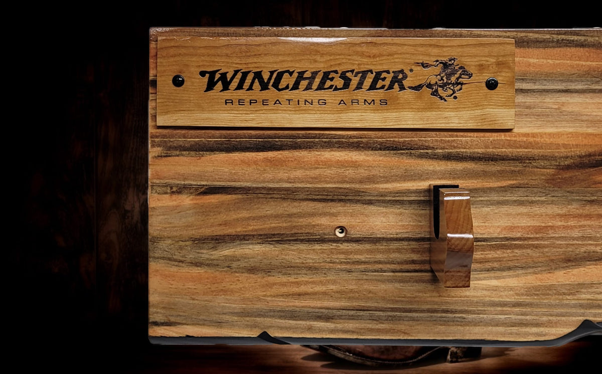 Walker Wood Gifts Gun Display Rustic Lever Action Winchester Rifle Display Faux Live Edge Knotty Pine Wall Decor Gift