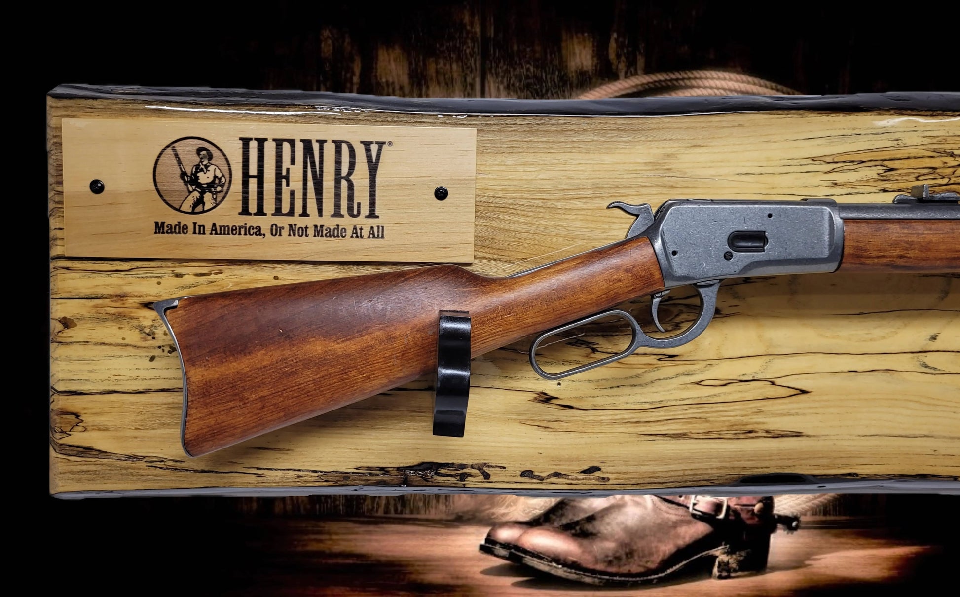 Walker Wood Gifts Gun Display Rustic Live Edge Spalted Maple Lever Action Henry Gun Rack Collectors Display