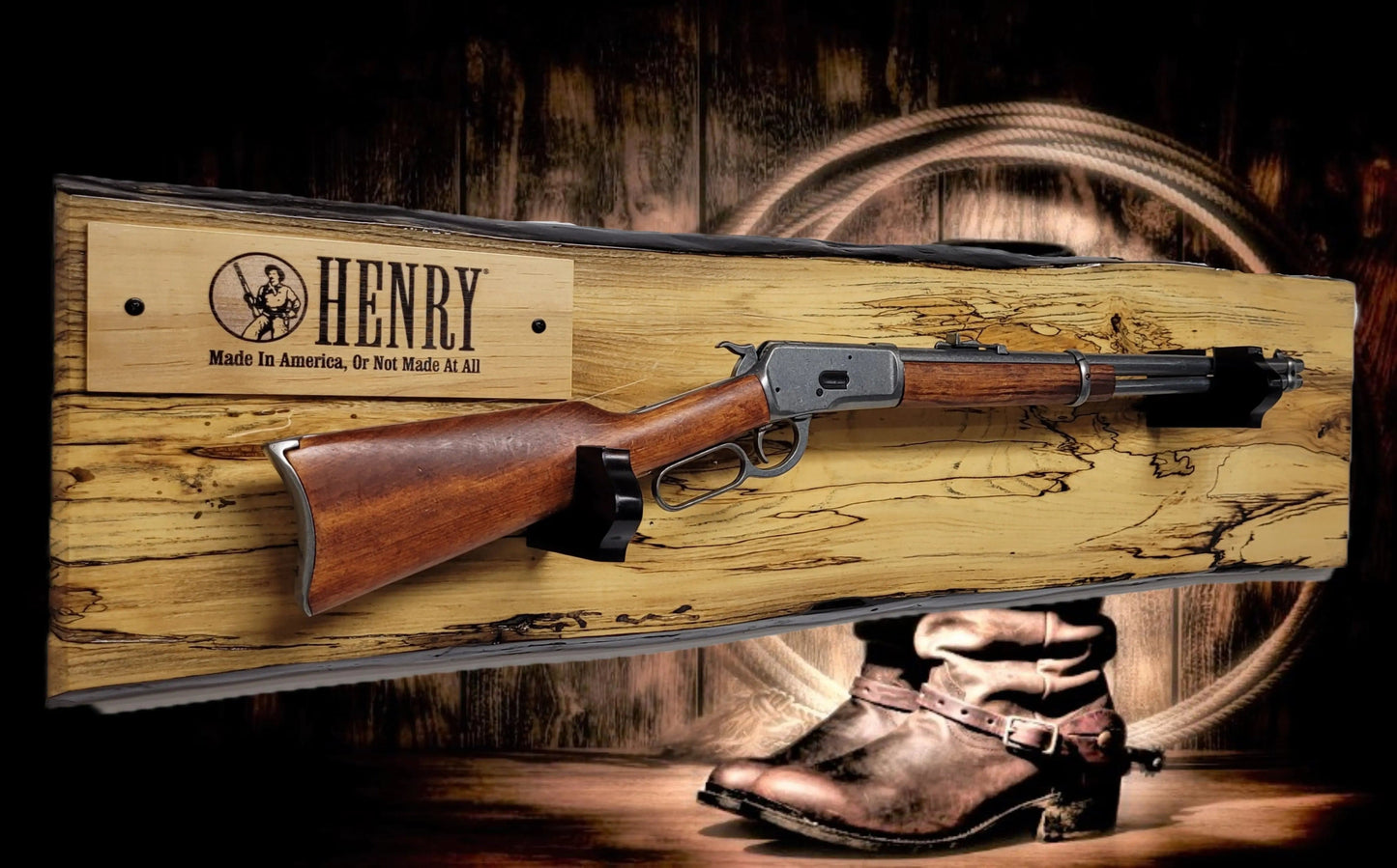 Walker Wood Gifts Gun Display Rustic Live Edge Spalted Maple Lever Action Henry Gun Rack Collectors Display