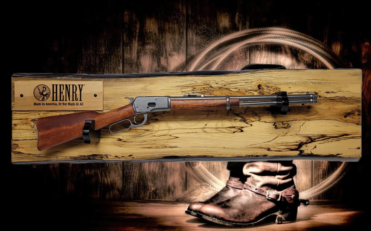 Walker Wood Gifts Gun Display Rustic Live Edge Spalted Maple Lever Action Henry Gun Rack Collectors Display