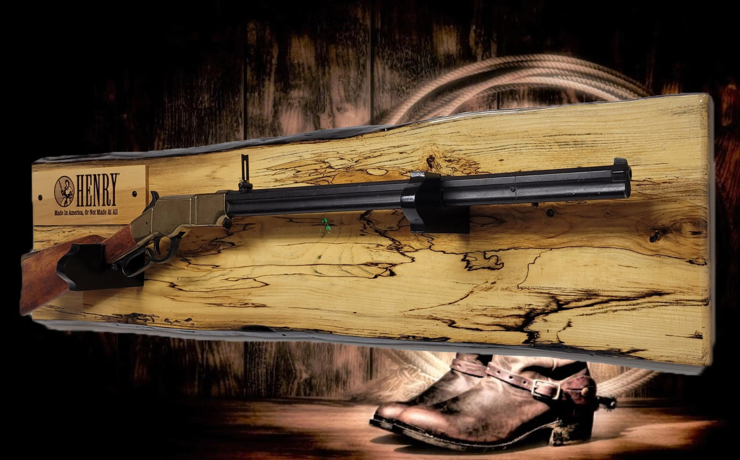 Walker Wood Gifts Gun Display Rustic Live Edge Spalted Maple Lever Action Henry Gun Rack Collectors Display