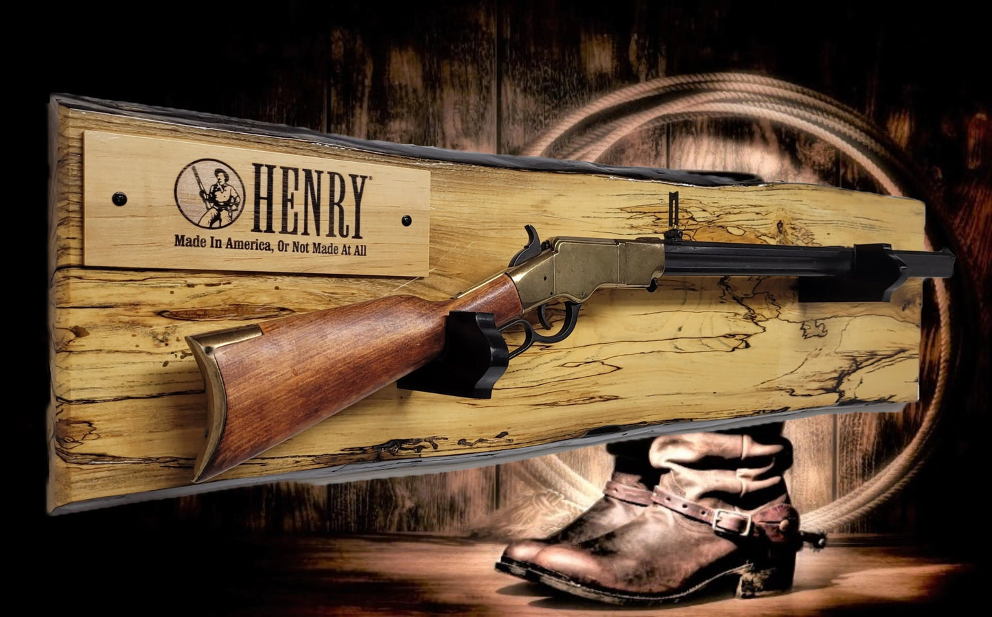 Walker Wood Gifts Gun Display Rustic Live Edge Spalted Maple Lever Action Henry Gun Rack Collectors Display