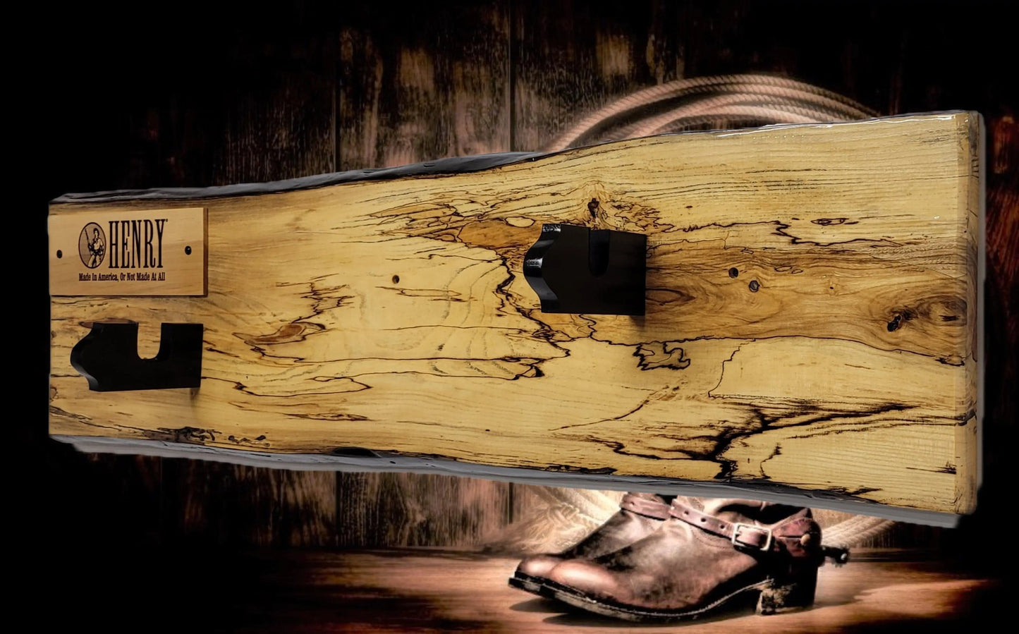 Walker Wood Gifts Gun Display Rustic Live Edge Spalted Maple Lever Action Henry Gun Rack Collectors Display