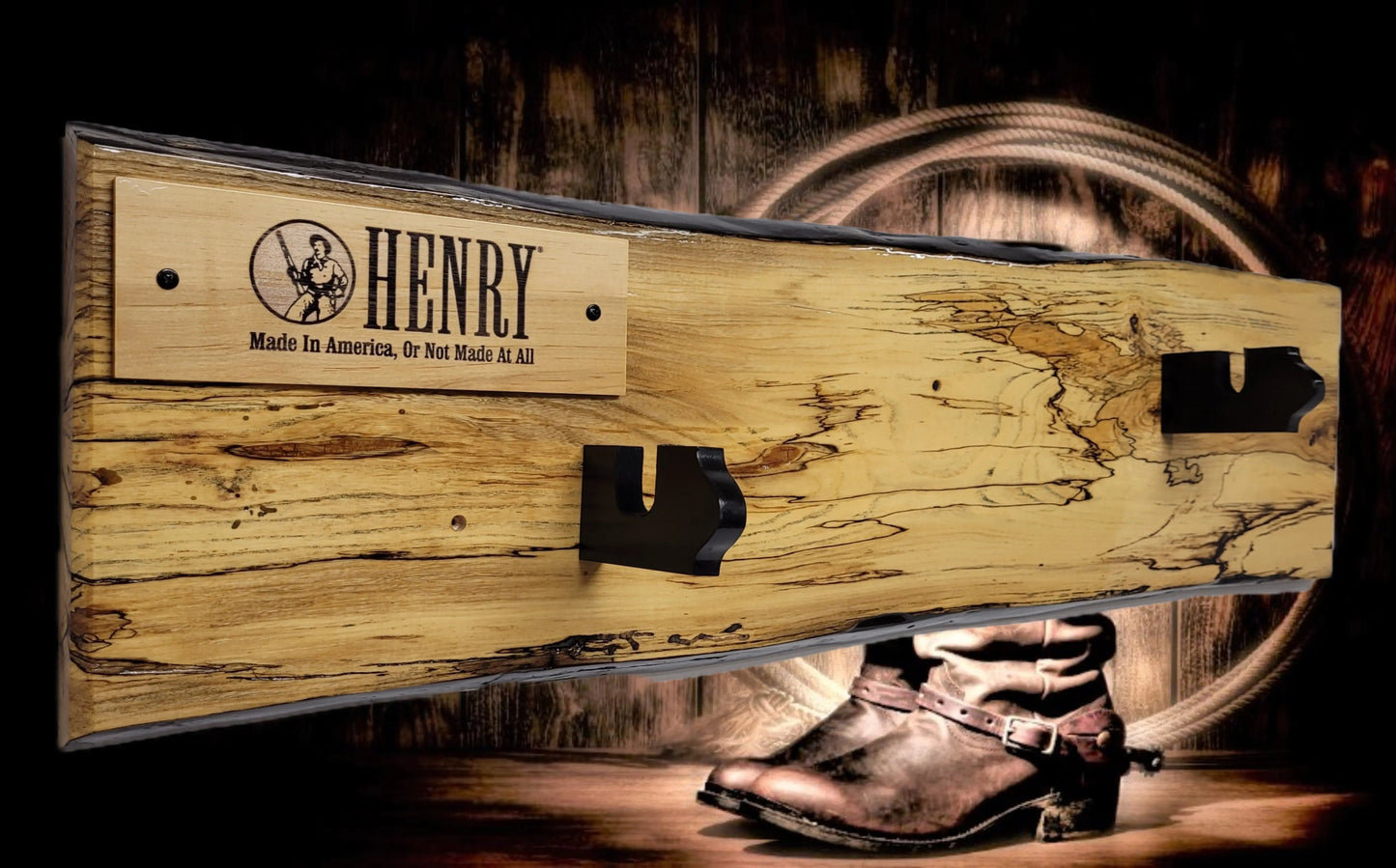 Walker Wood Gifts Gun Display Rustic Live Edge Spalted Maple Lever Action Henry Gun Rack Collectors Display