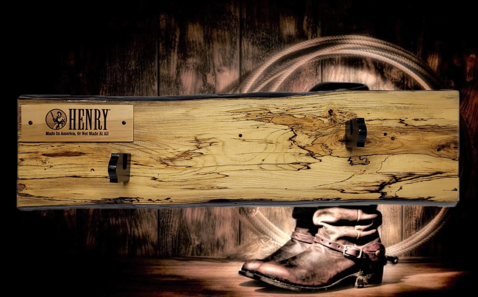 Walker Wood Gifts Gun Display Rustic Live Edge Spalted Maple Lever Action Henry Gun Rack Collectors Display