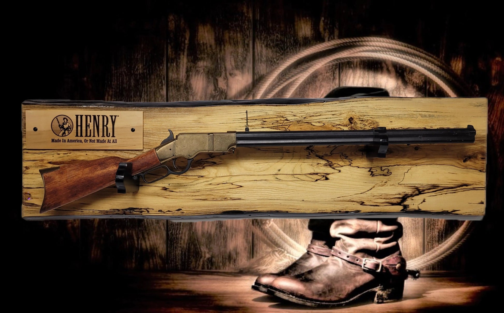 Walker Wood Gifts Gun Display Rustic Live Edge Spalted Maple Lever Action Henry Gun Rack Collectors Display