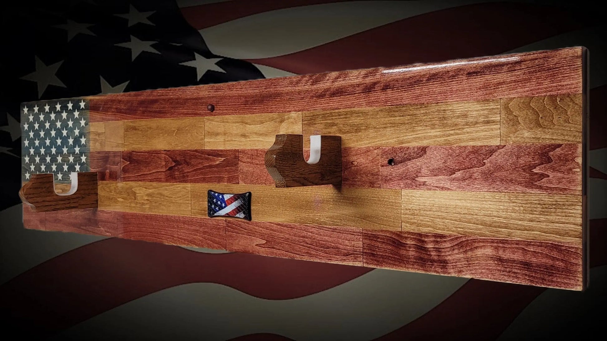 Walker Wood Gifts Gun Display Rustic Old Glory All-Purpose Rifle Display Knife Mount Aspen Cabin Collectors Gift