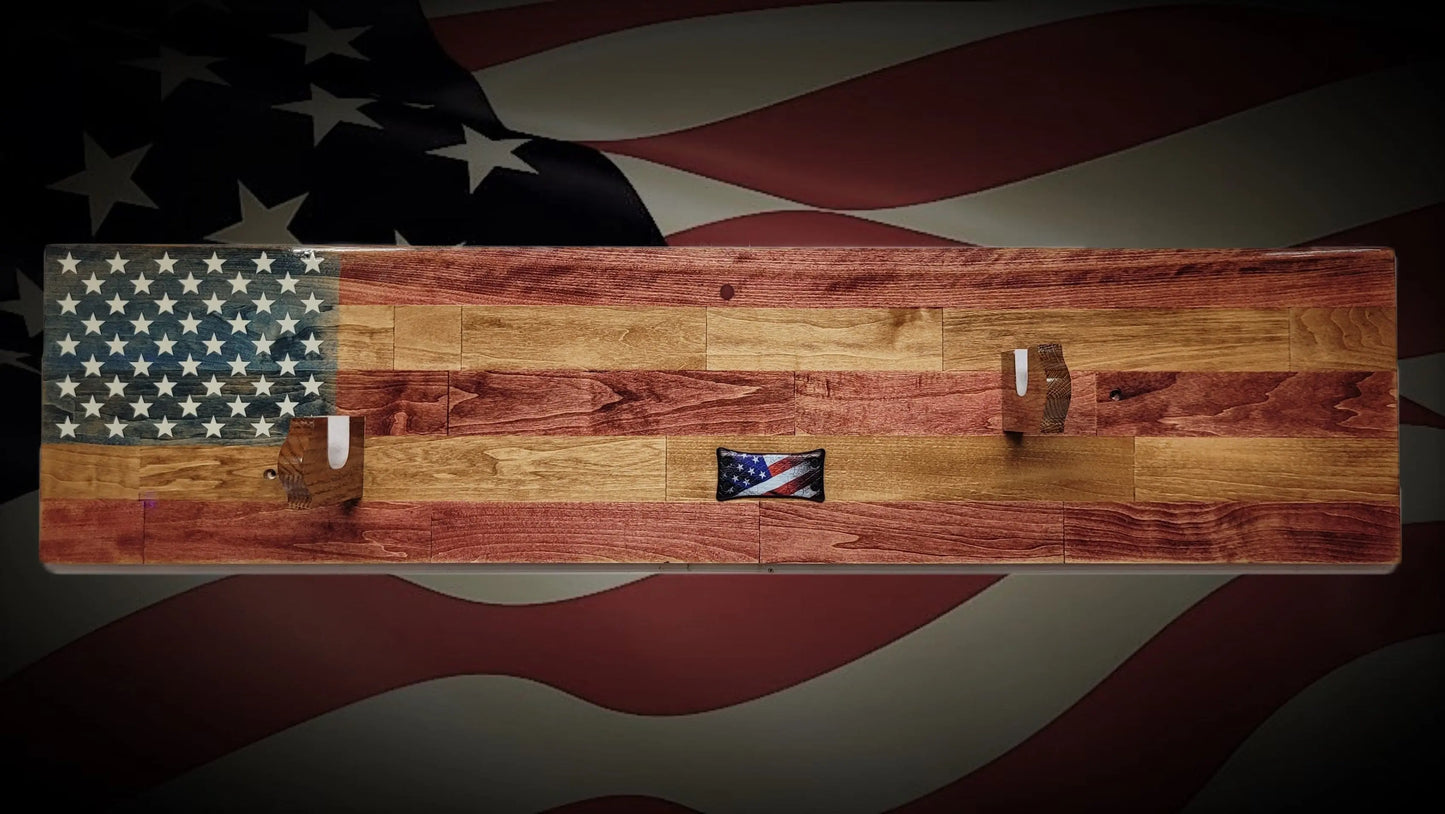 Walker Wood Gifts Gun Display Rustic Old Glory All-Purpose Rifle Display Knife Mount Aspen Cabin Collectors Gift