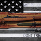 Walker Wood Gifts Gun Display Rustic Old Glory Don't Tread On Me M1 Garand Display Faux Live Edge Knotty Pine Cabin Décor Collectors Gift