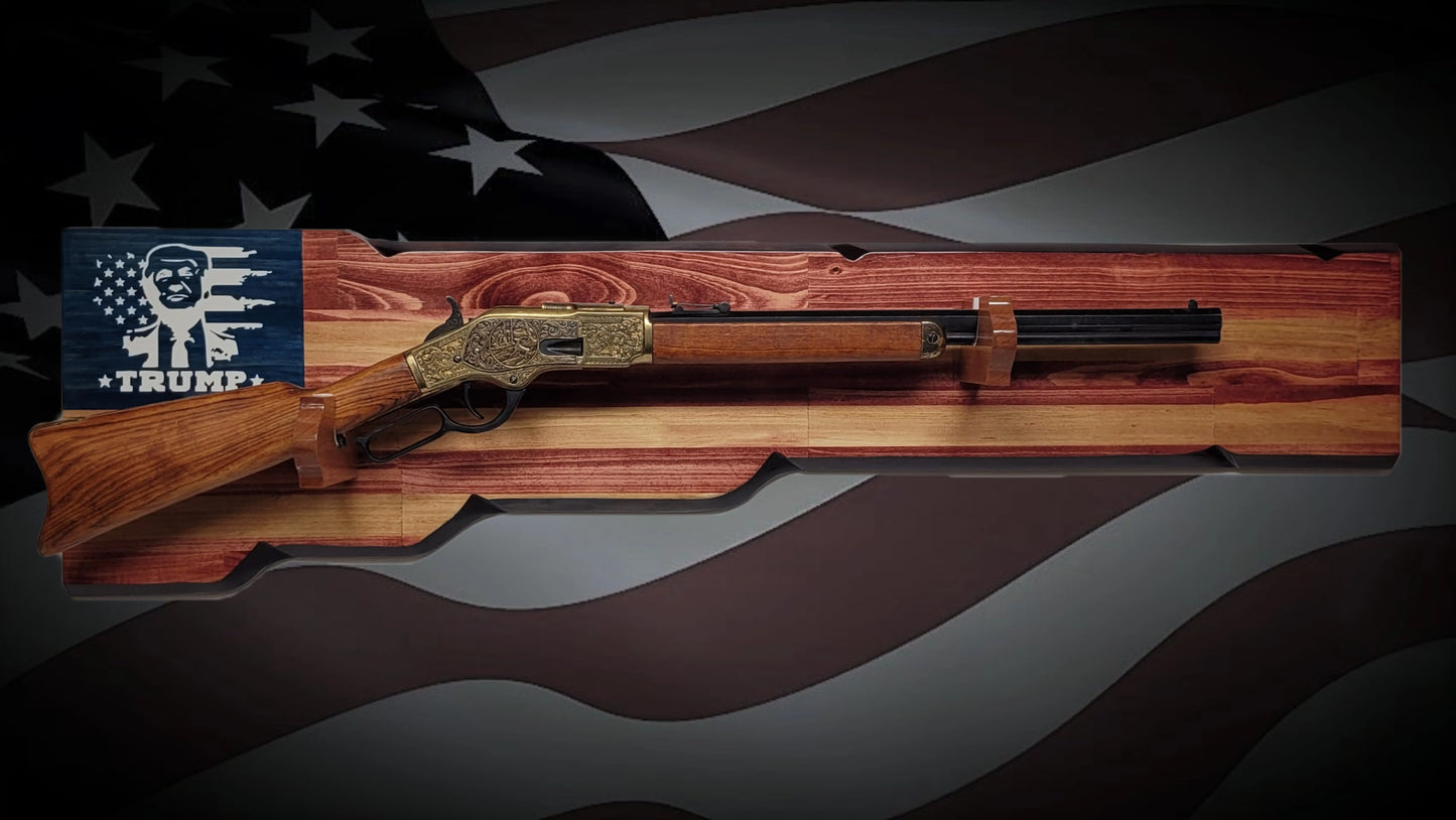 Walker Wood Gifts Gun Display Rustic Trump Lever Action Gun Display Faux Live Edge Knotty Pine Collectors Gift