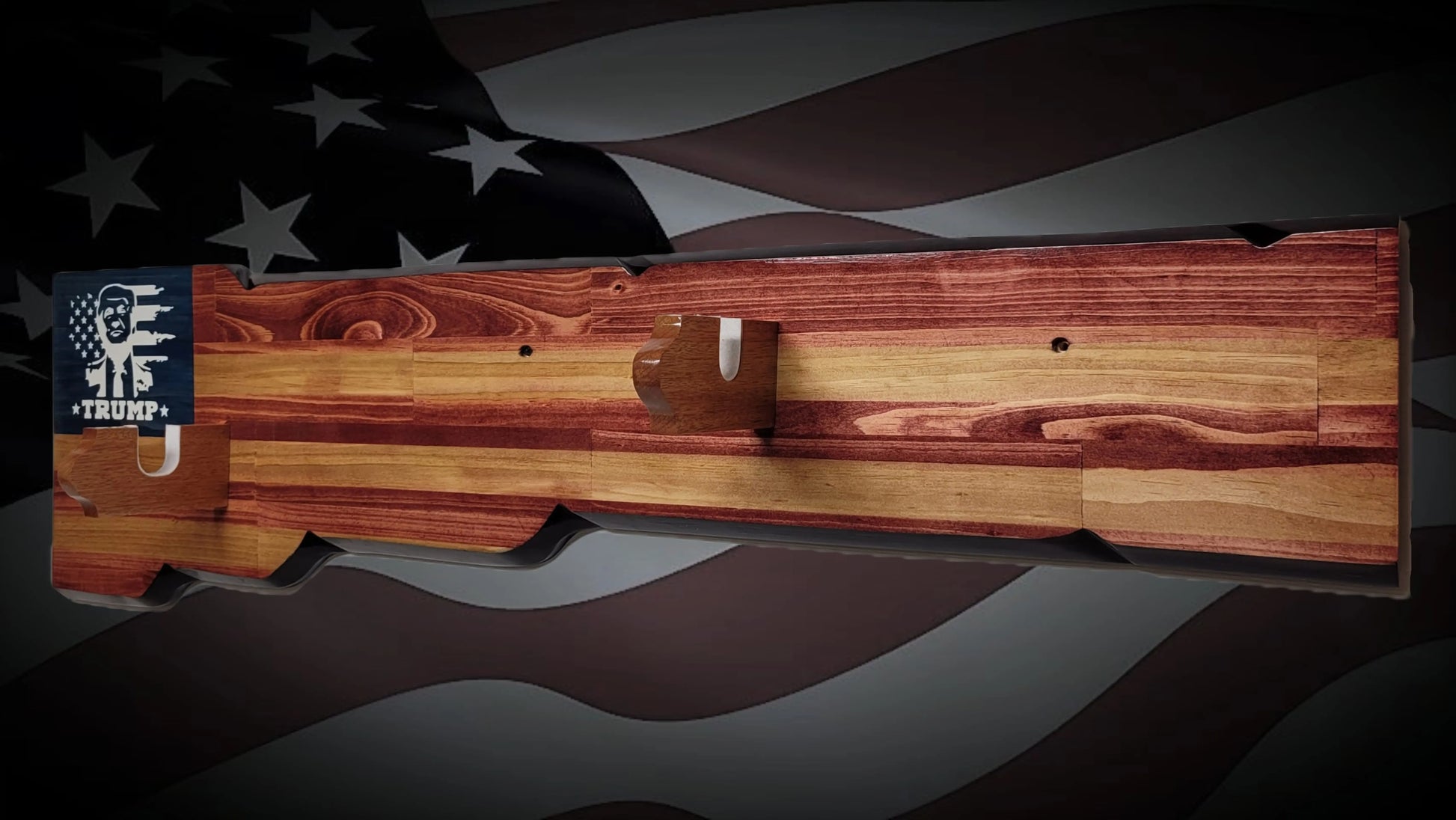 Walker Wood Gifts Gun Display Rustic Trump Lever Action Gun Display Faux Live Edge Knotty Pine Collectors Gift