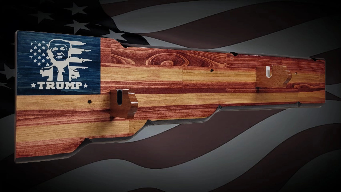 Walker Wood Gifts Gun Display Rustic Trump Lever Action Gun Display Faux Live Edge Knotty Pine Collectors Gift