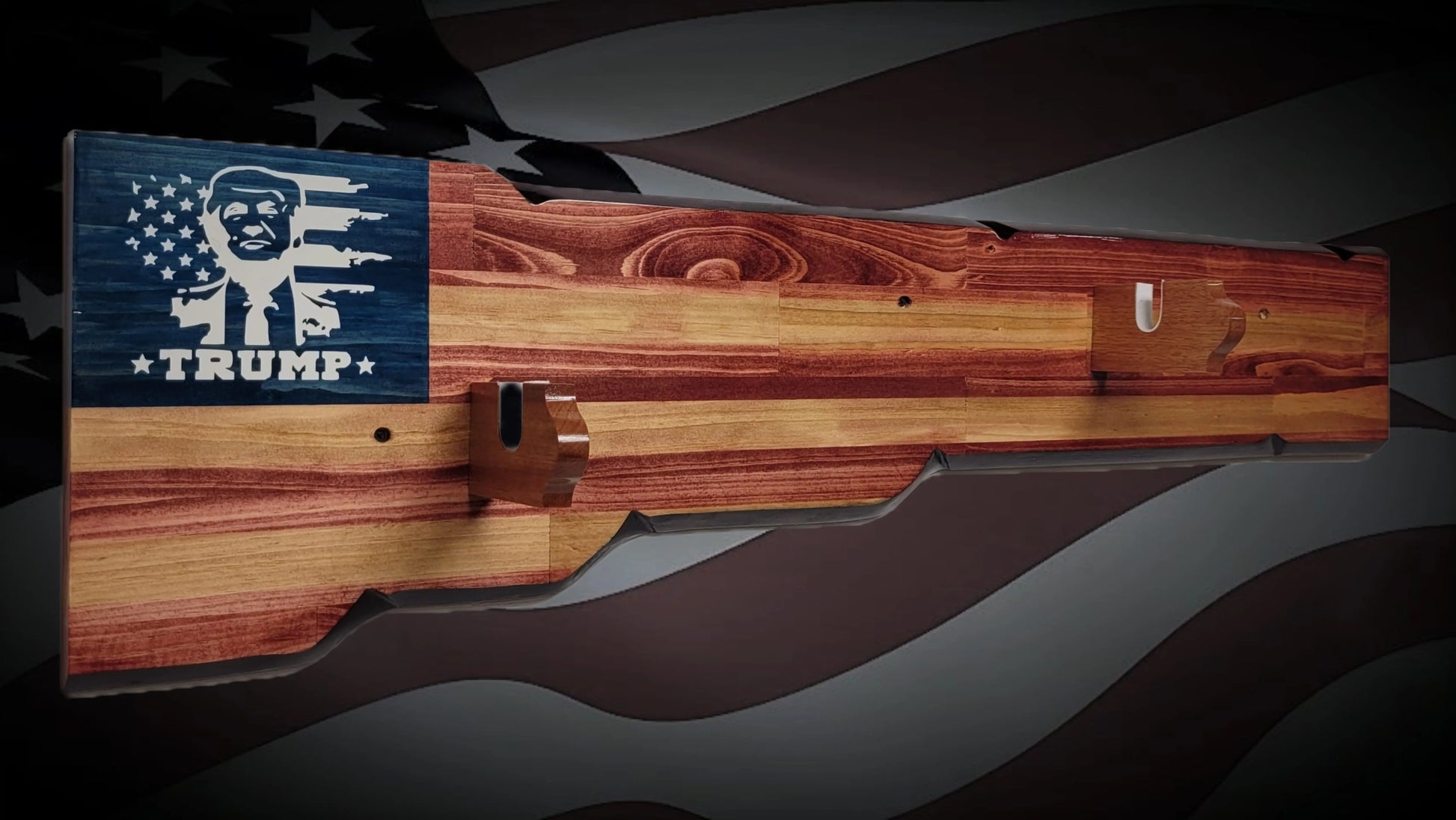 Walker Wood Gifts Gun Display Rustic Trump Lever Action Gun Display Faux Live Edge Knotty Pine Collectors Gift