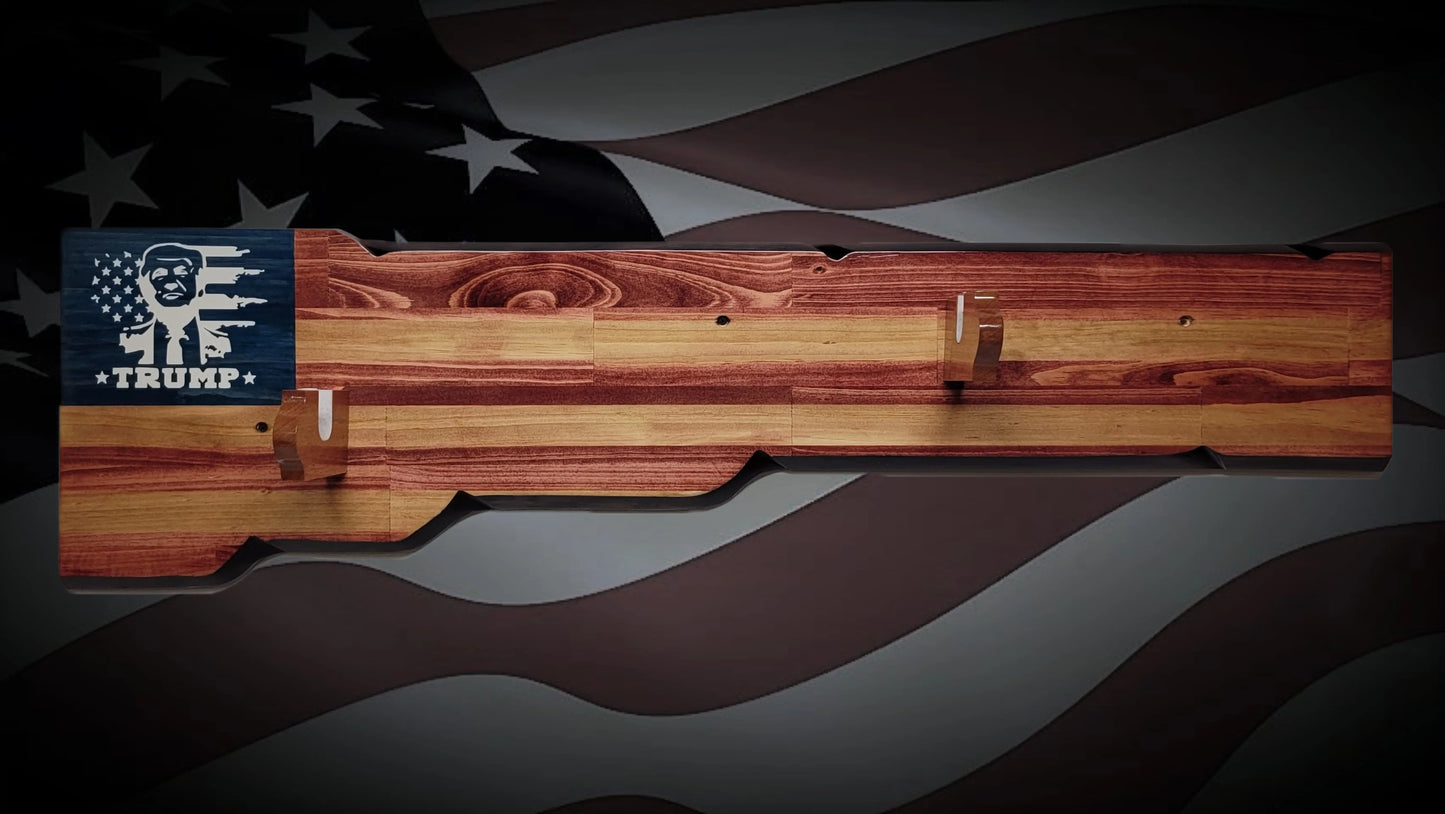 Walker Wood Gifts Gun Display Rustic Trump Lever Action Gun Display Faux Live Edge Knotty Pine Collectors Gift