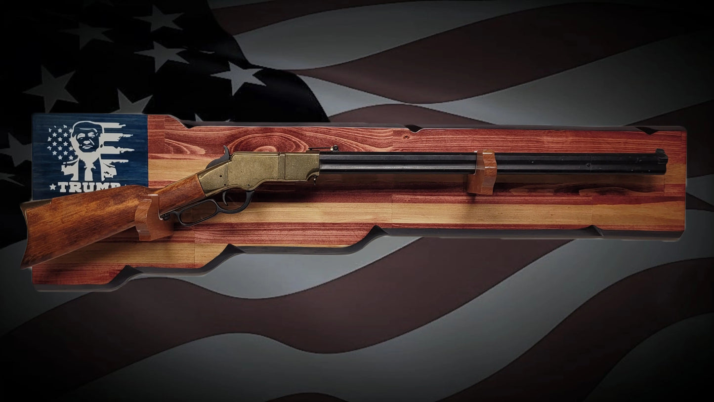 Walker Wood Gifts Gun Display Rustic Trump Lever Action Gun Display Faux Live Edge Knotty Pine Collectors Gift