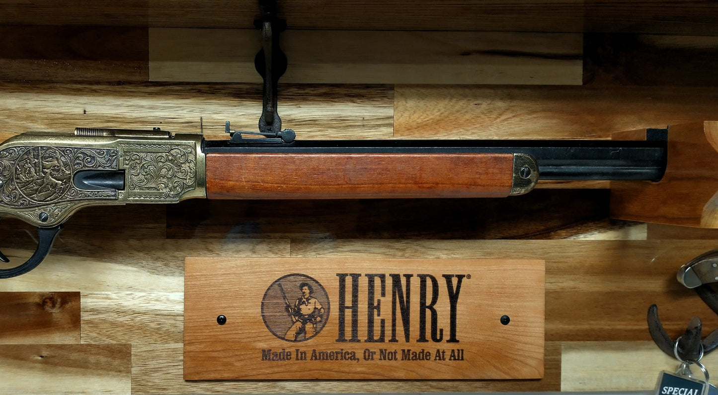 Walker Wood Gifts Gun Display Tradition Don't Tread on Me Lever Action Henry Shelf Acacia Wood Rifle Gun Display, Western Farmhouse Gift