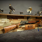 Walker Wood Gifts Gun Display Tradition Don't Tread on Me Lever Action Henry Shelf Acacia Wood Rifle Gun Display, Western Farmhouse Gift