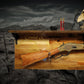 Walker Wood Gifts Gun Display Tradition Henry Don't Tread on Me Lever Action Shelf Acacia Wood Rifle Gun Display, Western Farmhouse Gift