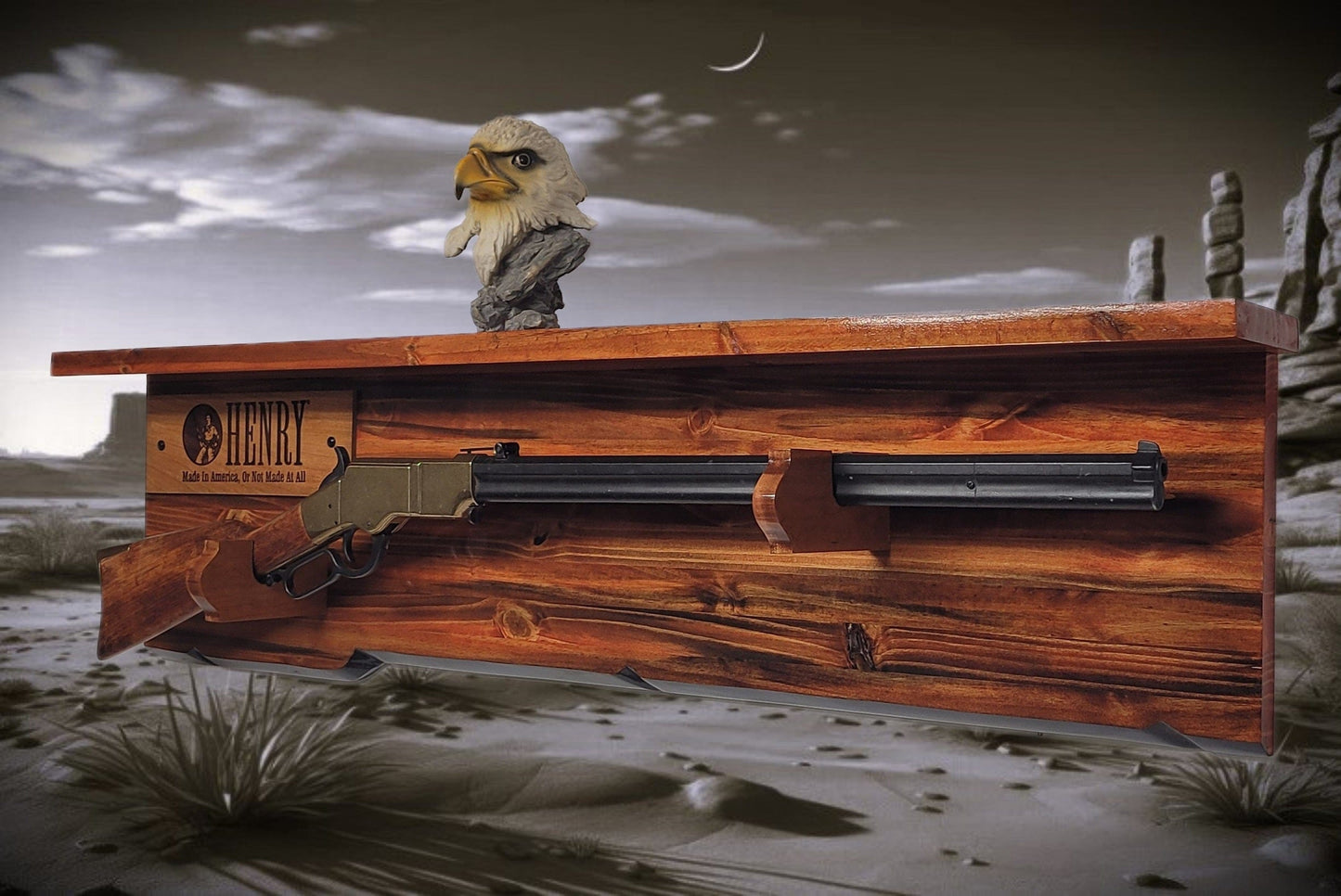 Walker Wood Gifts Gun Display Tradition Lever Action Henry Knotty Pine Rifle Gun Shelf Display Western Farmhouse Gift