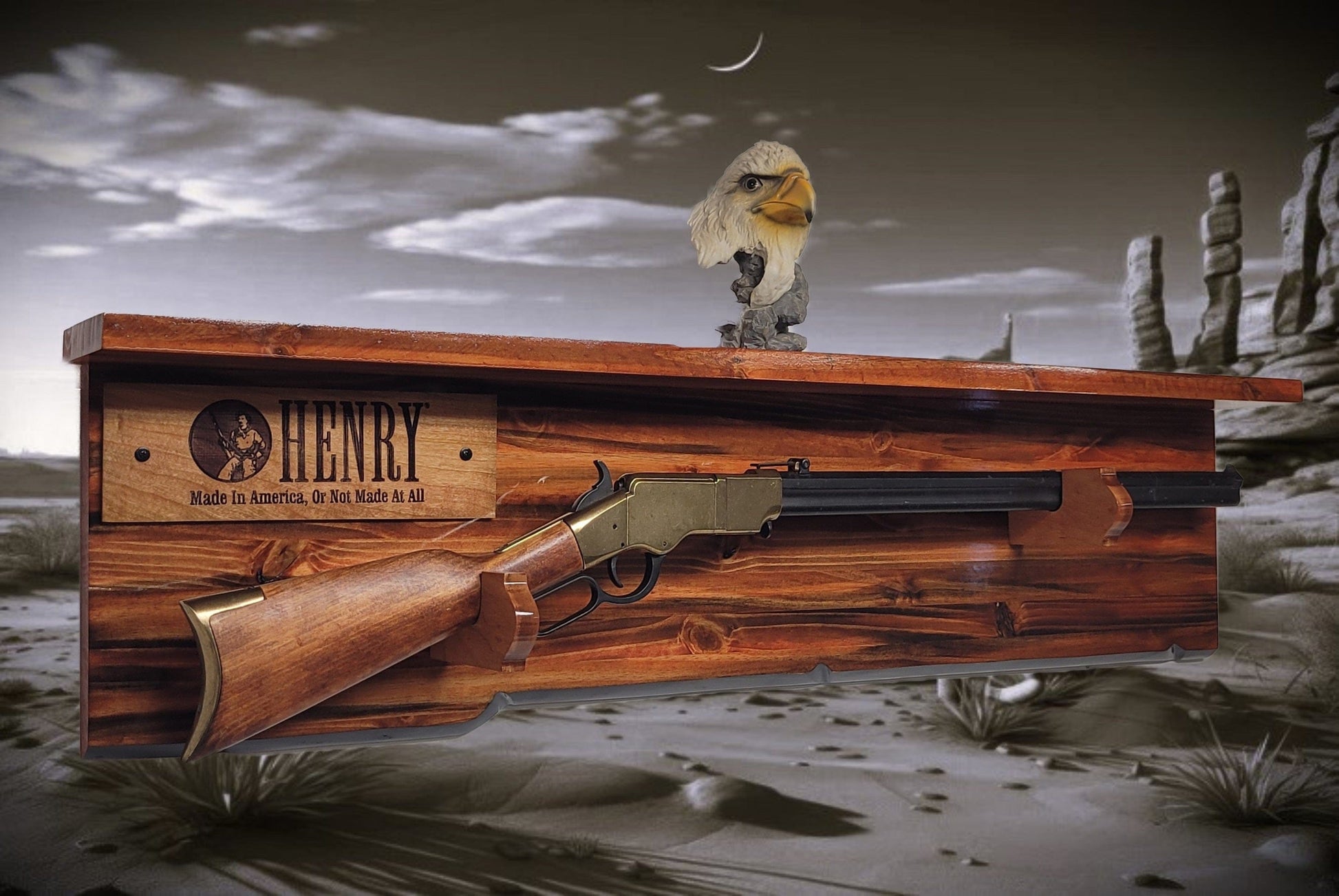 Walker Wood Gifts Gun Display Tradition Lever Action Henry Knotty Pine Rifle Gun Shelf Display Western Farmhouse Gift