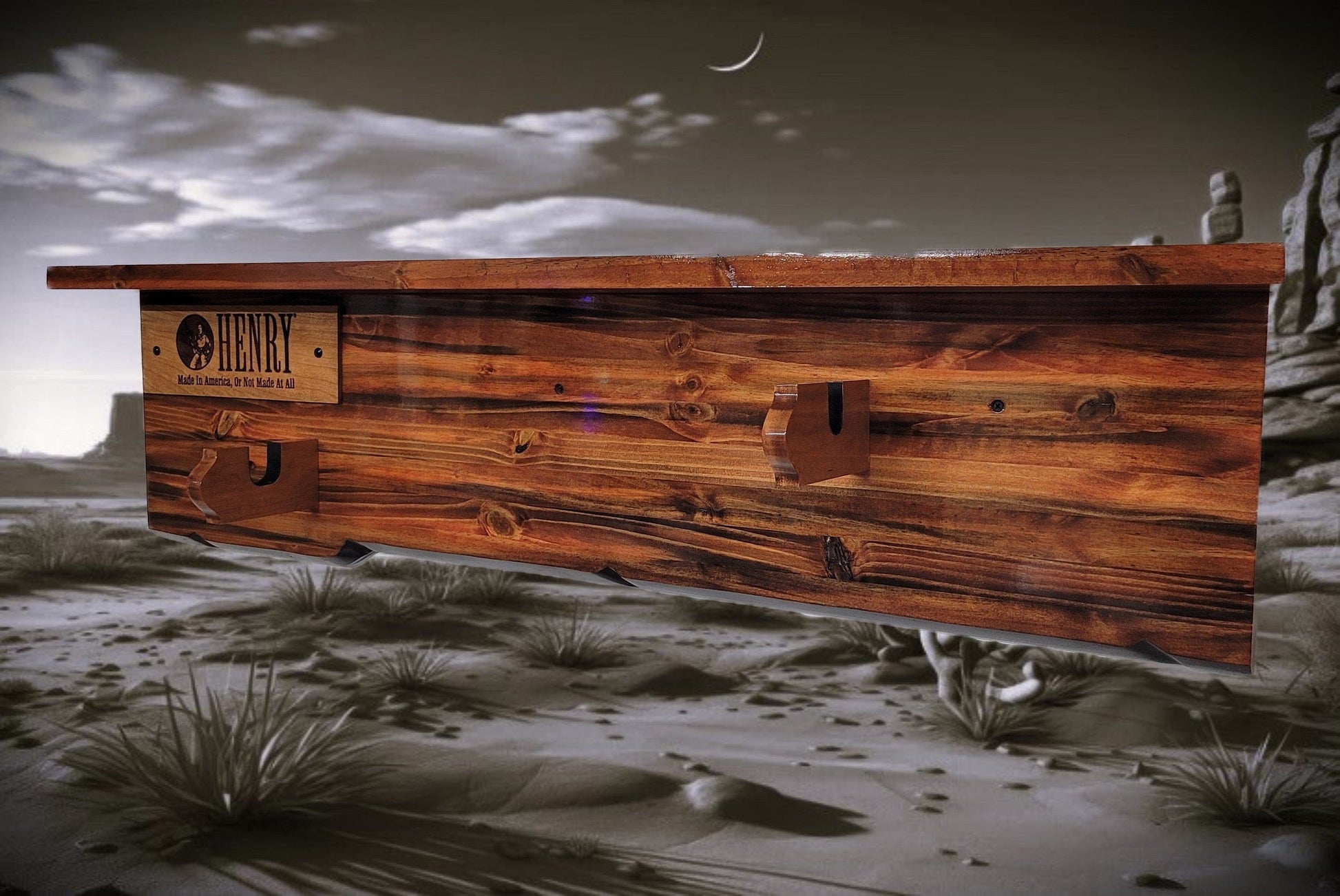 Walker Wood Gifts Gun Display Tradition Lever Action Henry Knotty Pine Rifle Gun Shelf Display Western Farmhouse Gift