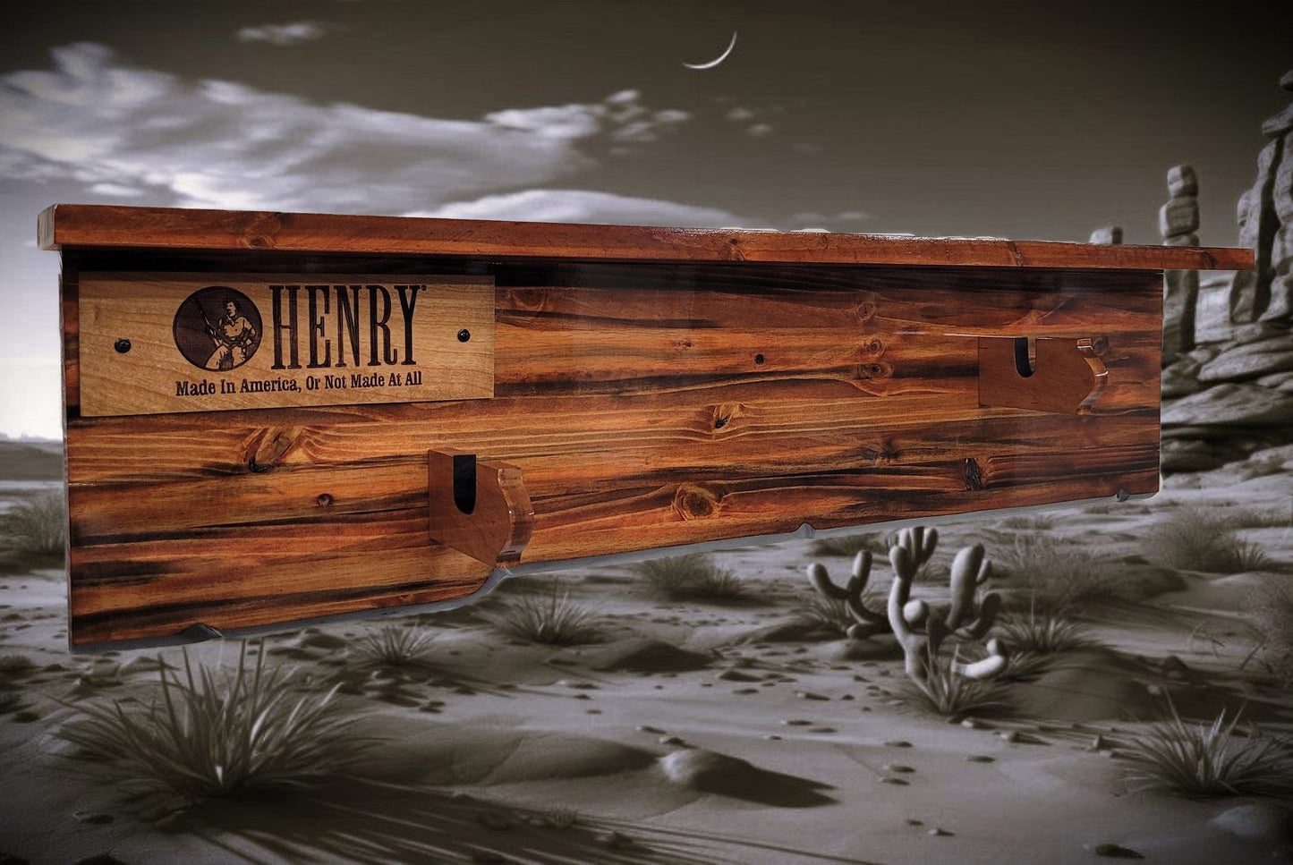 Walker Wood Gifts Gun Display Tradition Lever Action Henry Knotty Pine Rifle Gun Shelf Display Western Farmhouse Gift