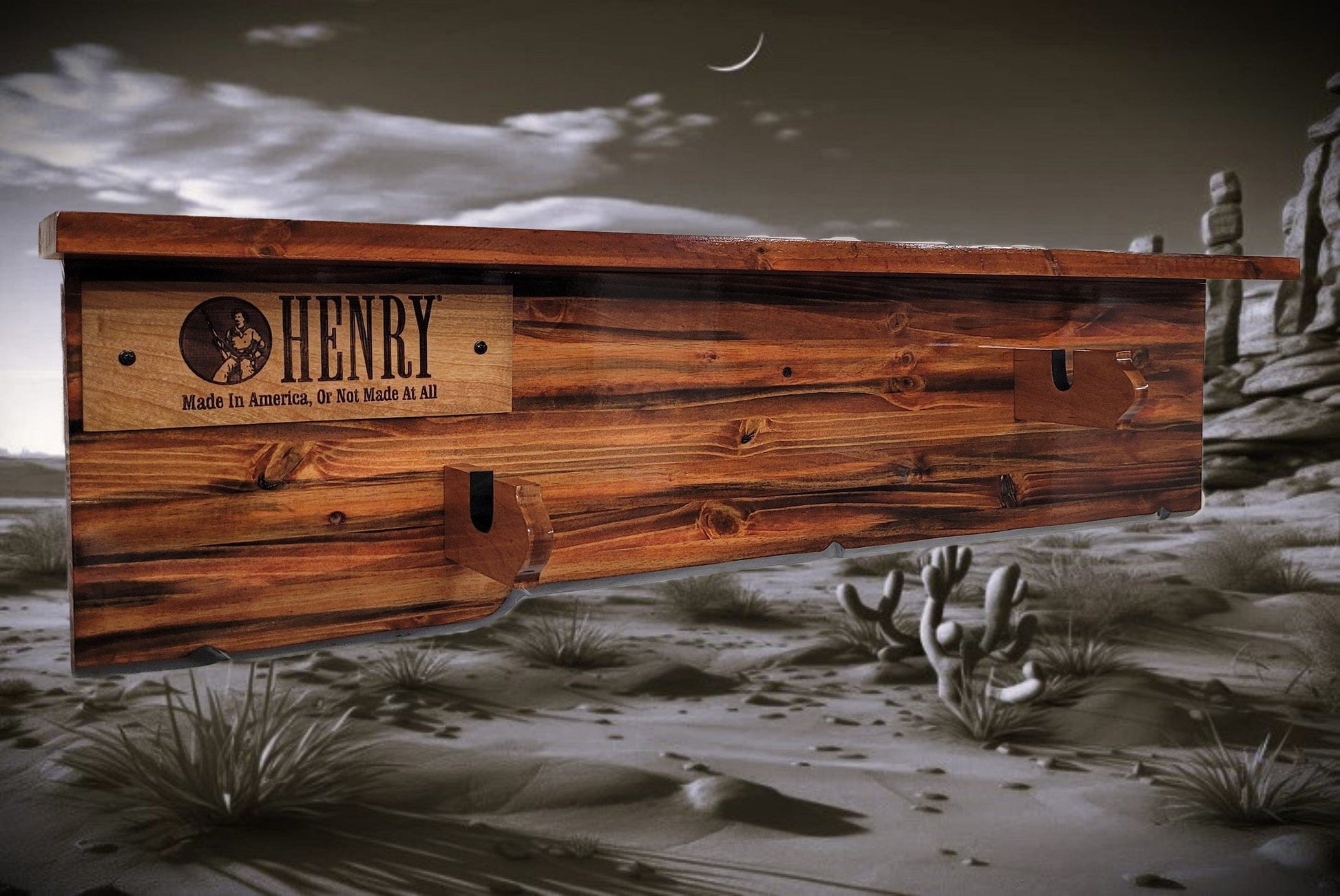 Walker Wood Gifts Gun Display Tradition Lever Action Henry Knotty Pine Rifle Gun Shelf Display Western Farmhouse Gift