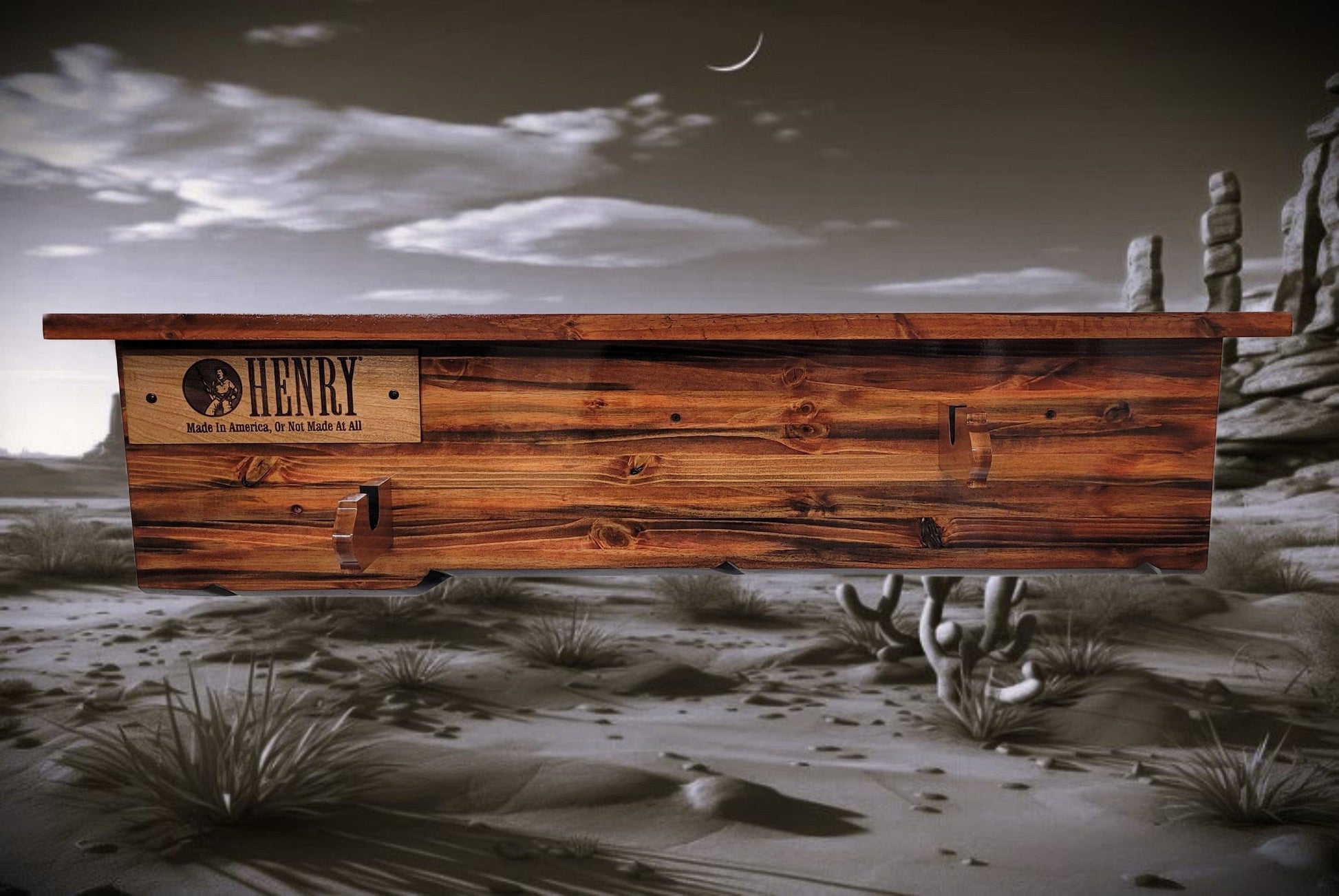 Walker Wood Gifts Gun Display Tradition Lever Action Henry Knotty Pine Rifle Gun Shelf Display Western Farmhouse Gift