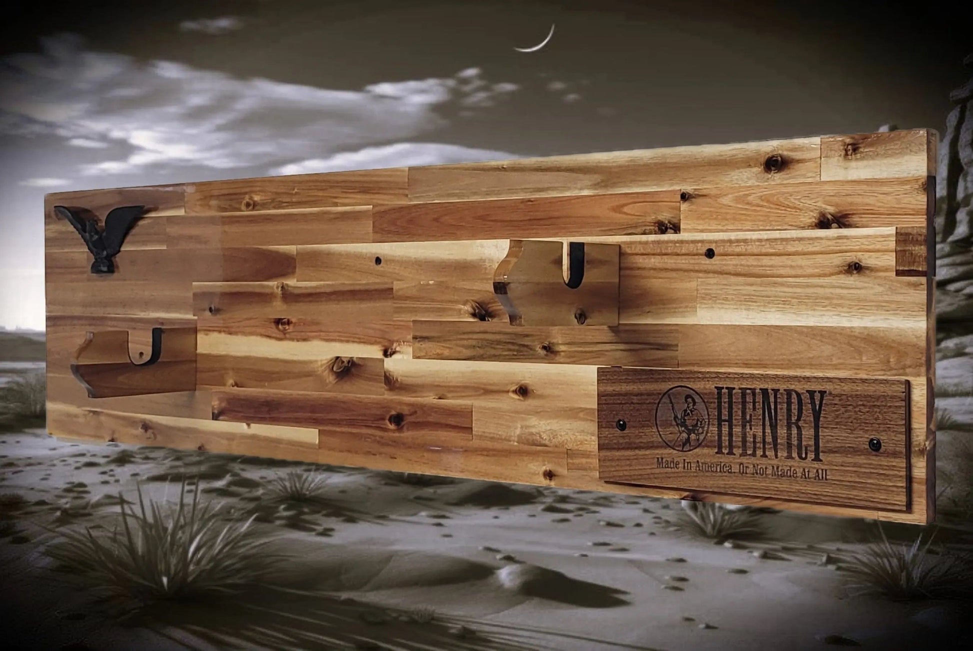 Walker Wood Gifts Gun Display Traditional Lever Action Henry Rifle Display Cabin Acacia Décor Collectors Gift