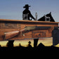 Walker Wood Gifts Gun Display Traditional Lever Action Henry Rifle Display Cabin Oak with Lock Collectors Gift