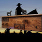 Walker Wood Gifts Gun Display Traditional Lever Action Henry Rifle Display Cabin Oak with Lock Collectors Gift