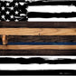 Walker Wood Gifts Gun Display Traditional Solid Cabin Oak Shotgun Rifle Rack Thin Blue Line Patriotic Police Collector Gift